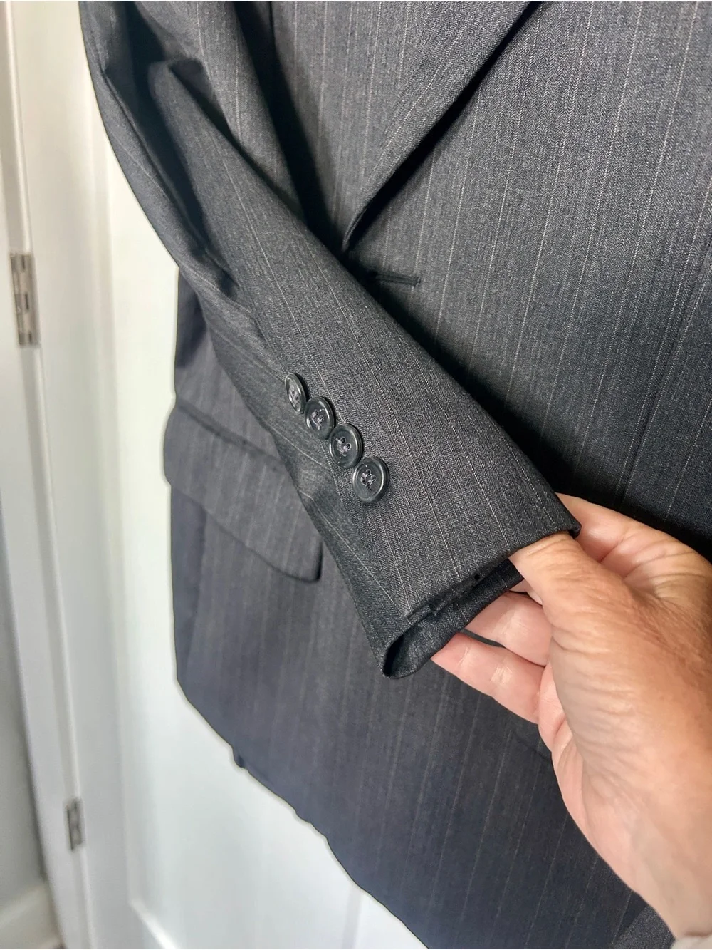 Evan-Picone Men's Pinstripe Two-Button Suit - Dark Gray